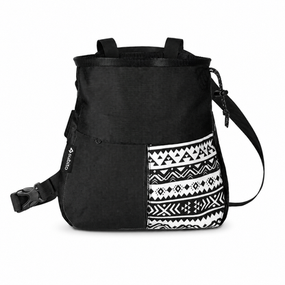 Black Large Rock Climbing Chalk Bag with Wide Opening, Quick Access Magnesium Powder Pouch for Bouldering, Climbing and Outdoor Training