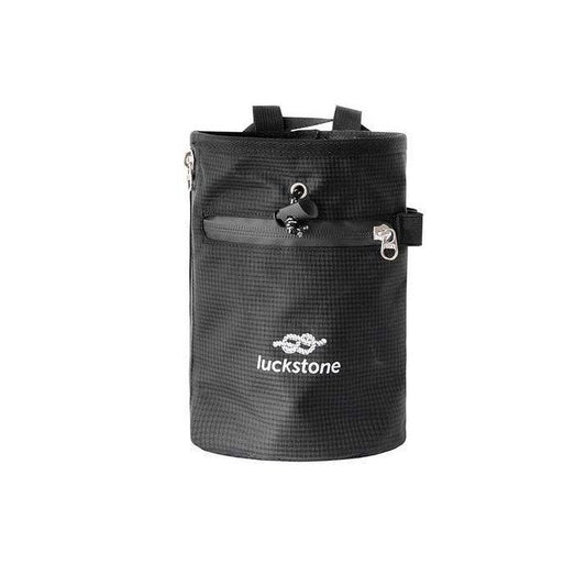 Climbing Chalk Bag - Black Chalk Pouch with Adjustable Waist Belt, Storage Pocket and Fleece Lining for Rock Climbing, Bouldering, Weightlifting and Gym Training
