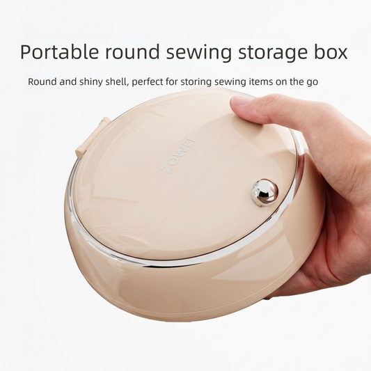 White Magnetic Sewing Kit - Portable Round Case with 20 Needles, 15 Thread Spools, Scissors, Thimble, Tape Measure for Home Dorm Travel Repairs