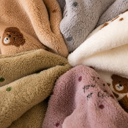 5 Mixed Colors Soft Absorbent Towel Set - Bear Print Face and Bath Towels with Bound Edges, Soft Quick-Drying Towels for Bathroom, Home and Everyday Use