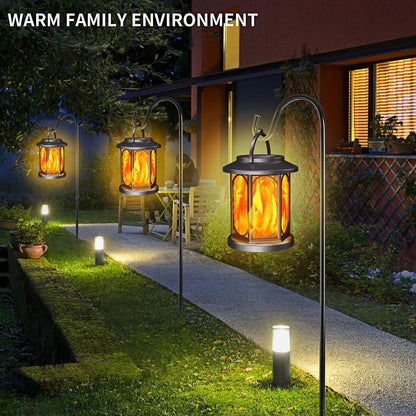 Solar Flame Lantern - Flickering Flame Effect Outdoor Hanging Garden Light with 600mAh Battery for Patio, Yard, Pathway, Lawn and Landscape Decor