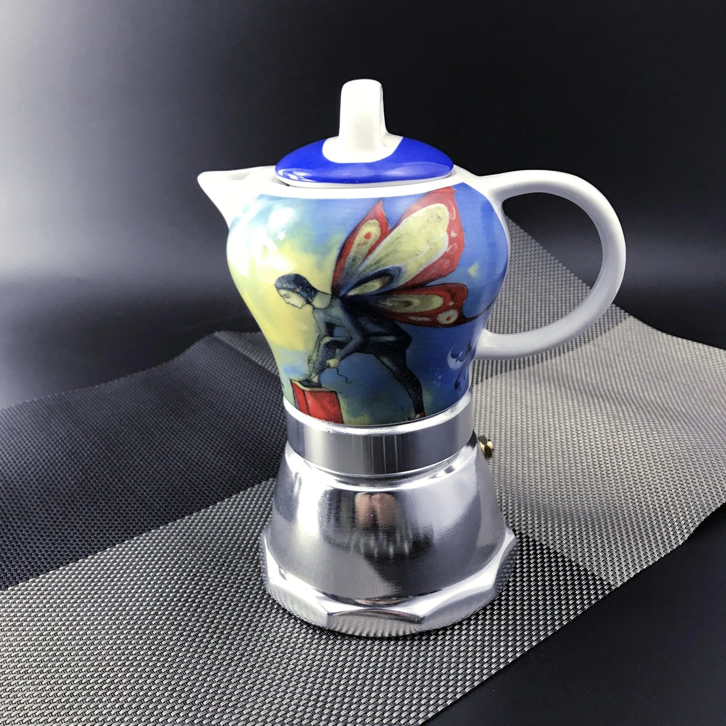 Fairy Vintage Porcelain Ceramic Italian Stove Top Espresso Coffee Maker 3-4Cups 200ml - Mekamart Australia