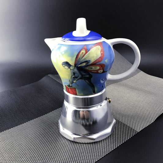 Fairy Vintage Porcelain Ceramic Italian Stove Top Espresso Coffee Maker 3-4Cups 200ml - Mekamart Australia