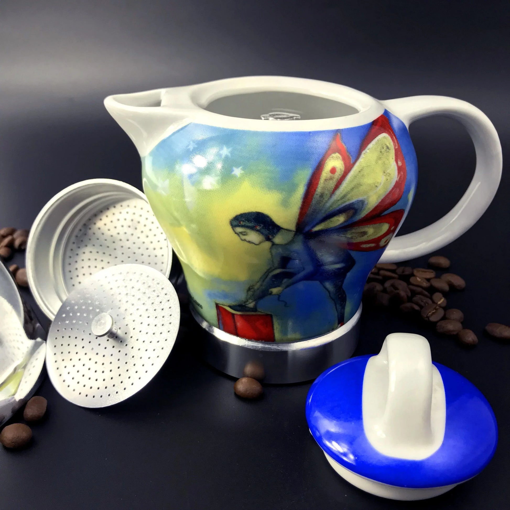 Fairy Vintage Porcelain Ceramic Italian Stove Top Espresso Coffee Maker 3-4Cups 200ml - Mekamart Australia