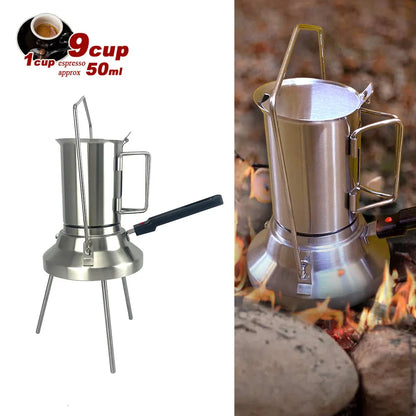 2 In 1 Camping Stainless Steel 9Cup Pot Moka Coffee Maker Italian Espresso Kettle 2024 NEW MODLE - Mekamart Australia