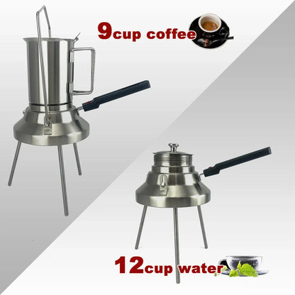 2 In 1 Camping Stainless Steel 9Cup Pot Moka Coffee Maker Italian Espresso Kettle 2024 NEW MODLE - Mekamart Australia