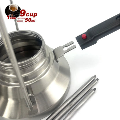2 In 1 Camping Stainless Steel 9Cup Pot Moka Coffee Maker Italian Espresso Kettle 2024 NEW MODLE - Mekamart Australia