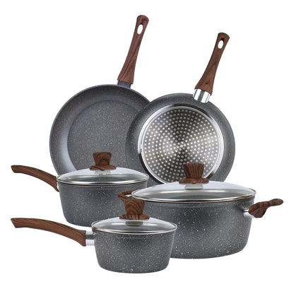 5Pieces Non-Stick Marble Coating Saucepan/Casserole/Fry Pan Cookware Set - Mekamart Australia