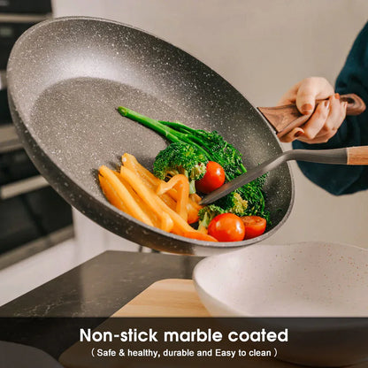 5Pieces Non-Stick Marble Coating Saucepan/Casserole/Fry Pan Cookware Set - Mekamart Australia