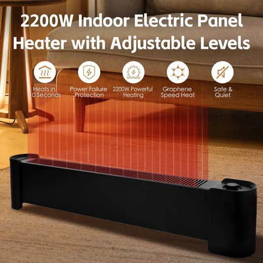 2200W Graphene Floor Electric Heater – Fast Heating, Energy-Efficient, Portable Indoor Heater - Mekamart Australia