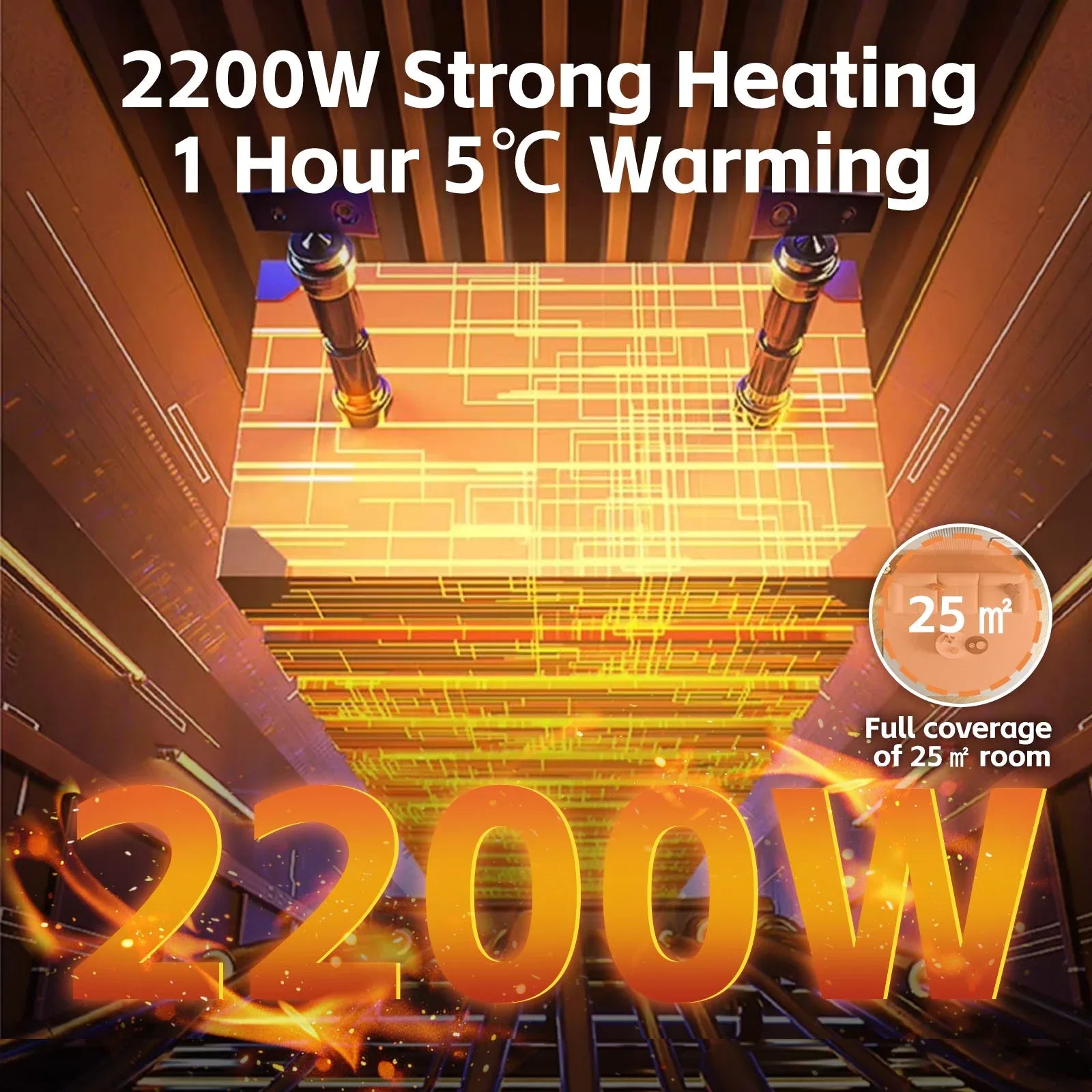 2200W Graphene Floor Electric Heater – Fast Heating, Energy-Efficient, Portable Indoor Heater - Mekamart Australia