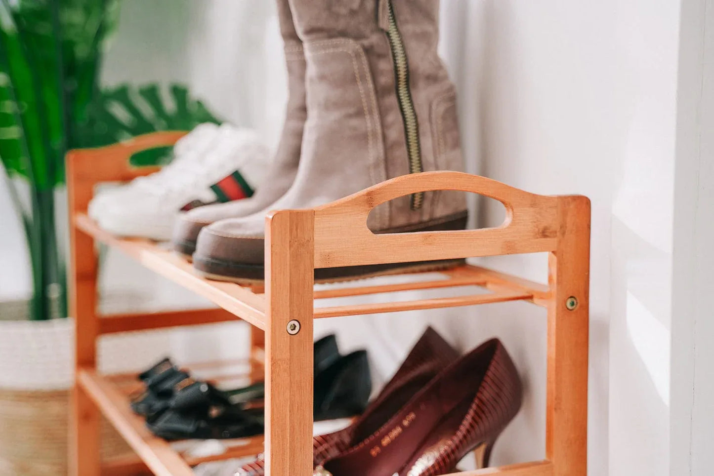 Bamboo 3 Tiers Layers Storage Shoe Rack & Organiser - Mekamart Australia