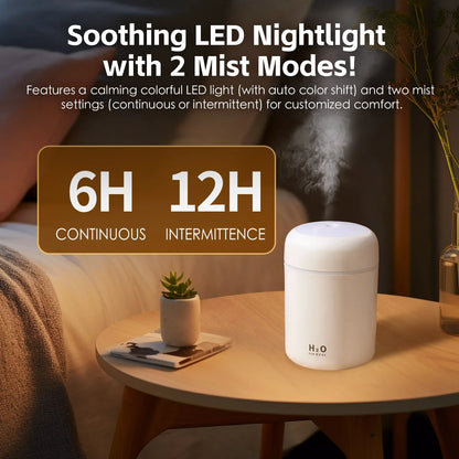 Living Today Mini LED Ultrasonic Humidifier 300ml - Mekamart Australia