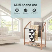 85cm Standing Towel Rack - Bamboo Towel Bar Metal 3-Tier - Mekamart Australia