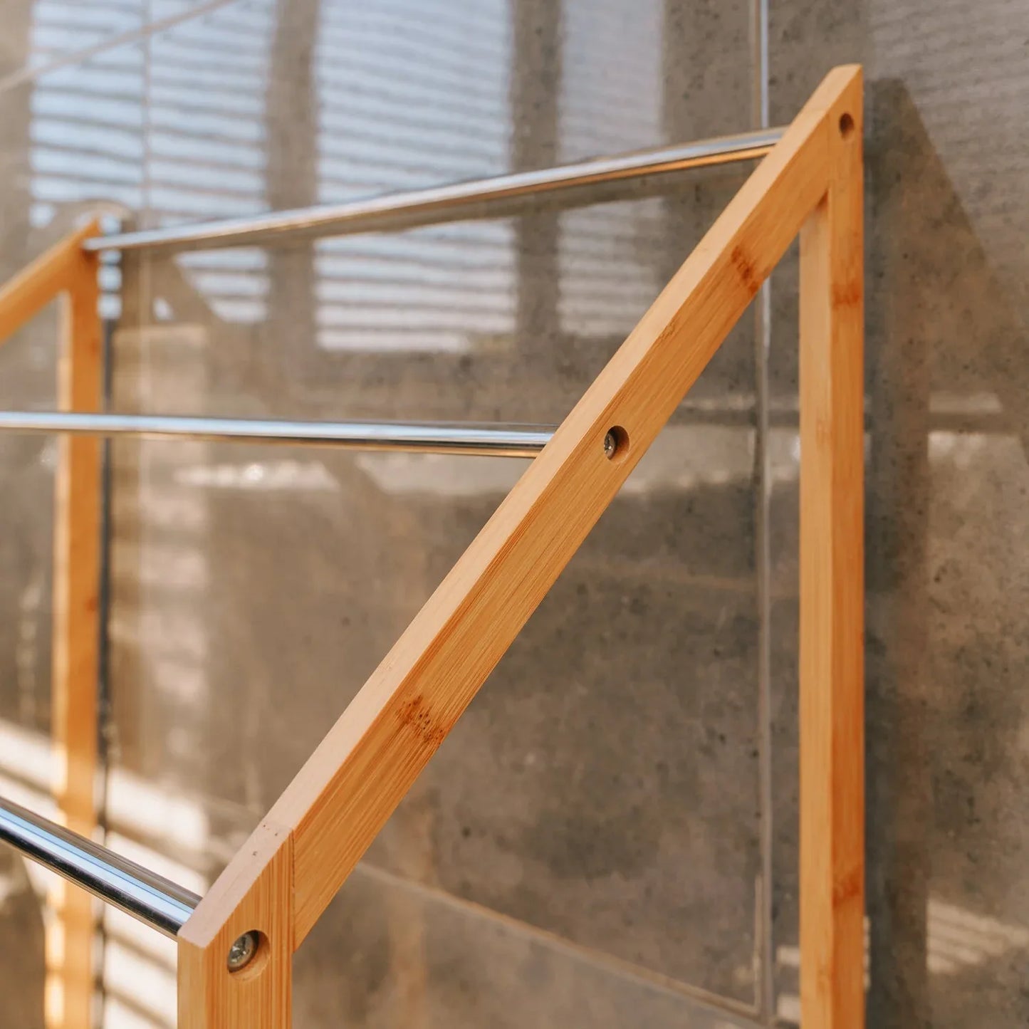 85cm Standing Towel Rack - Bamboo Towel Bar Metal 3-Tier - Mekamart Australia