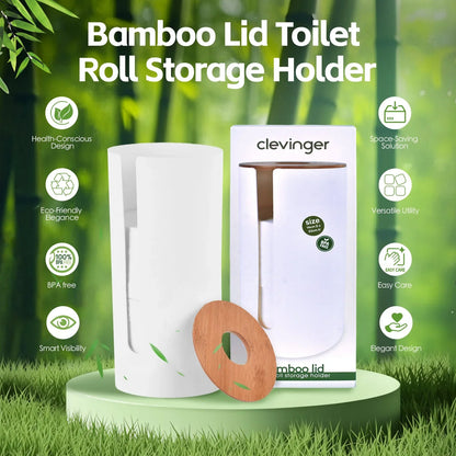 Bamboo Lid Toilet Roll Storage Holder - Mekamart Australia