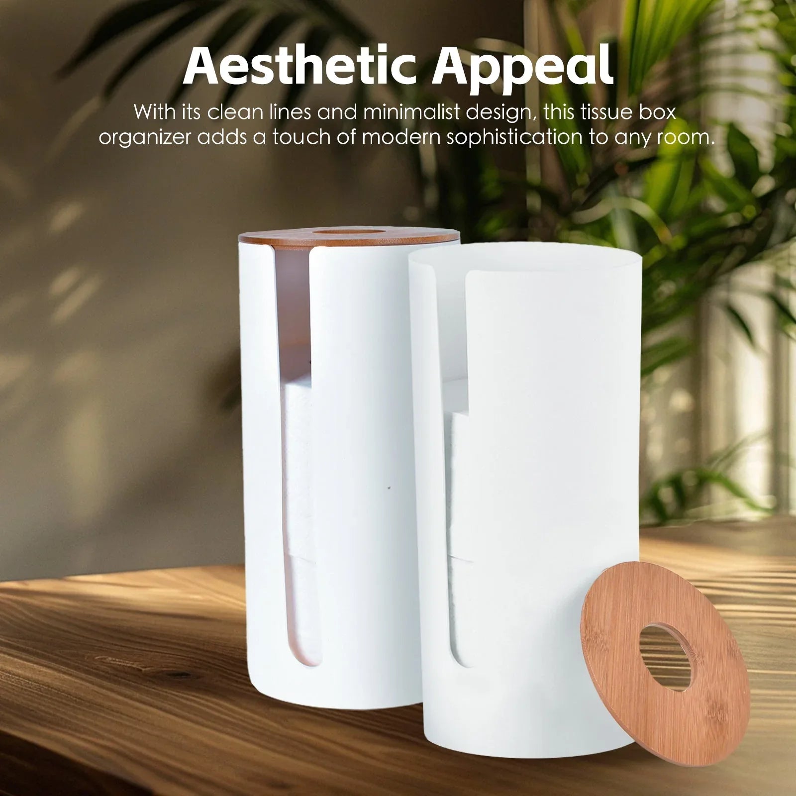 Bamboo Lid Toilet Roll Storage Holder - Mekamart Australia