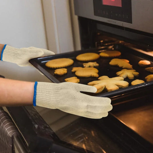 2 Pair 5 Finger Oven Mitt BBQ Grill Gloves - Mekamart Australia