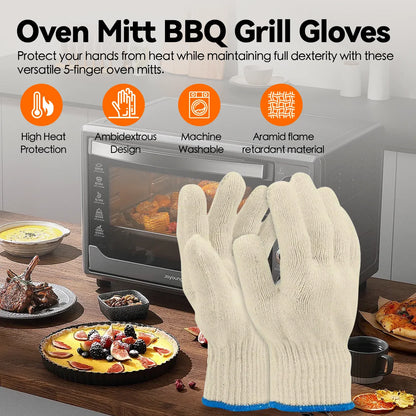 2 Pair 5 Finger Oven Mitt BBQ Grill Gloves - Mekamart Australia