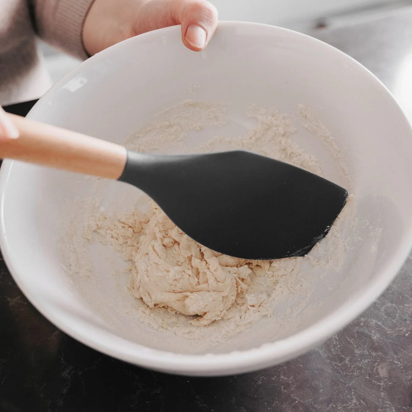 Beechwood & silicone spatula charcoal - Mekamart Australia
