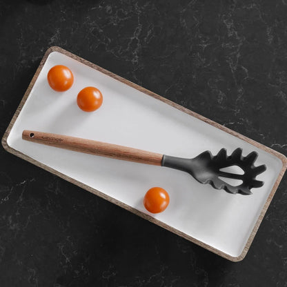 Beechwood & silicone pasta spoon charcoal - Mekamart Australia
