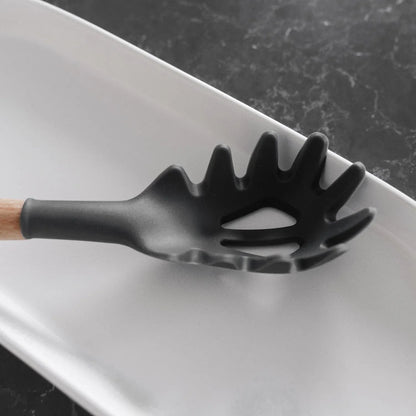 Beechwood & silicone pasta spoon charcoal - Mekamart Australia