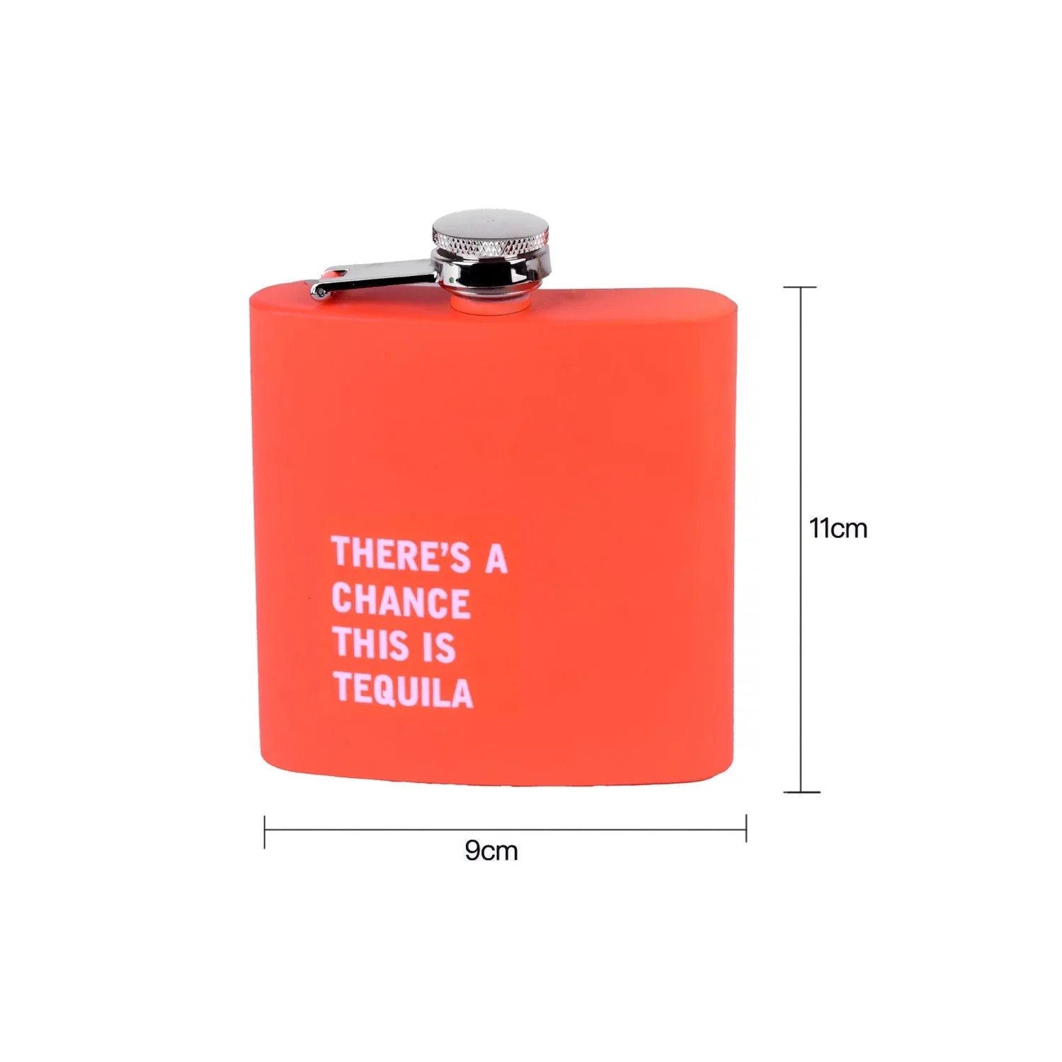 175ml Stainless Steel Hip Flask w Funny Quotes - Peach - Mekamart Australia