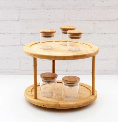 Bamboo Lazy Susan Turntable 2 Tiers - Mekamart Australia