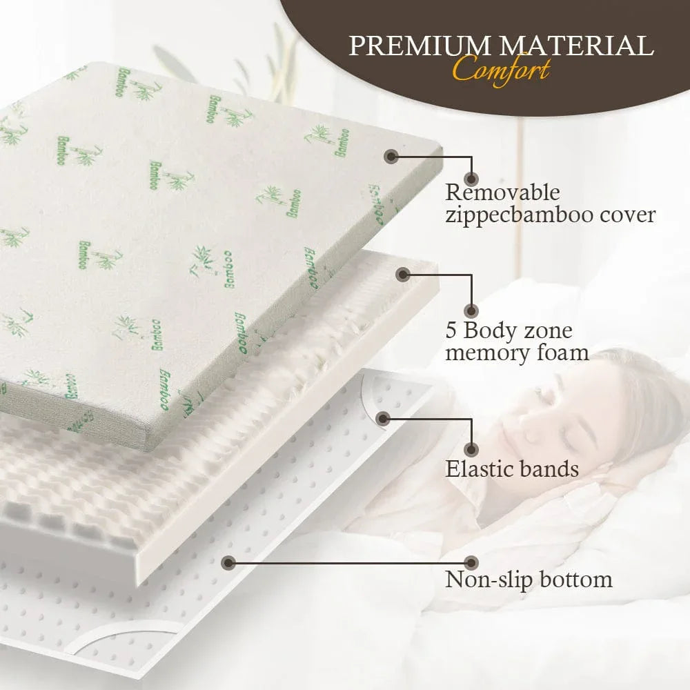 8cm Memory Foam Topper with Bamboo Mattress Cover - Queen - Mekamart Australia