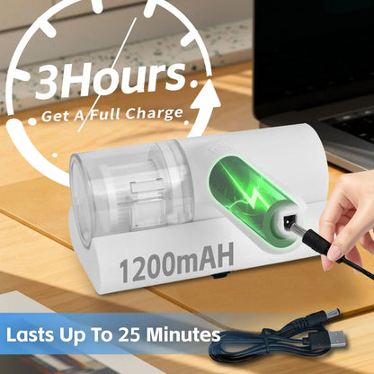 UV‑C Cordless Dust Mite Vacuum Handheld Sanitizing Cleaner with 1200 mAh Battery - Mekamart Australia