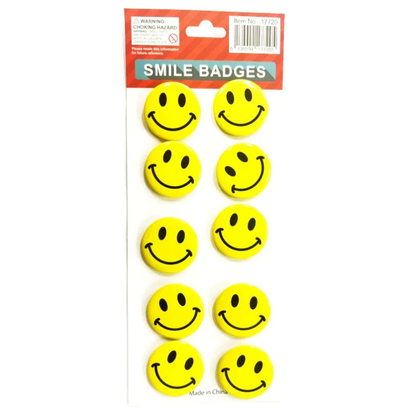 Smiley face badges - Medium 3.9cm - Mekamart Australia