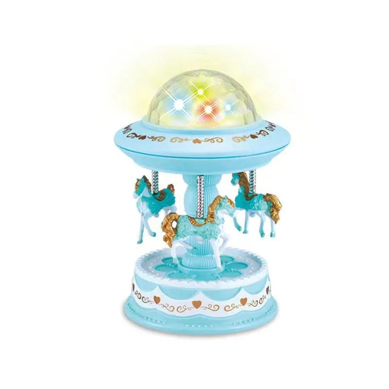 Blue Music Box Musical Carousel Horse LED Carousel Toy Child Birthday Xmas Gift - Mekamart Australia