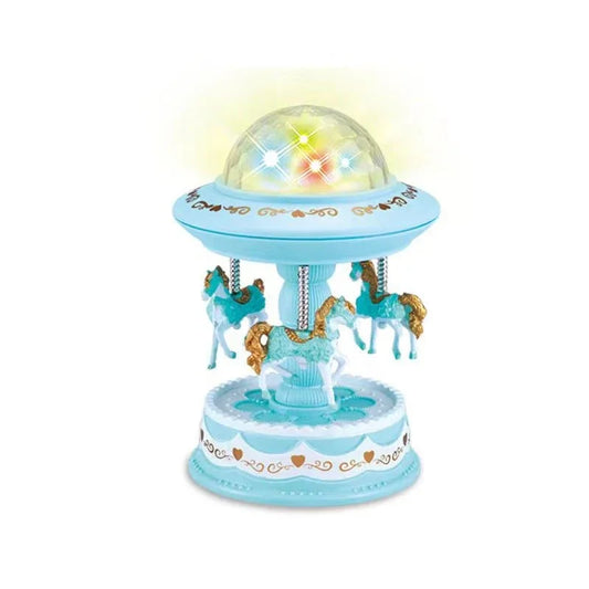Blue Music Box Musical Carousel Horse LED Carousel Toy Child Birthday Xmas Gift - Mekamart Australia