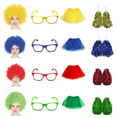 School house carnival colour celebrates kit Wig Glasses Tutus and Pom Poms - Green - Mekamart Australia