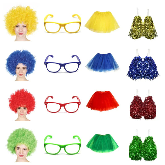 School house carnival colour celebrates kit Wig Glasses Tutus and Pom Poms - Green - Mekamart Australia