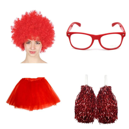 School house carnival colour celebrates kit Wig Glasses Tutus and Pom Poms - Green - Mekamart Australia