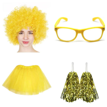 School house carnival colour celebrates kit Wig Glasses Tutus and Pom Poms - Green - Mekamart Australia