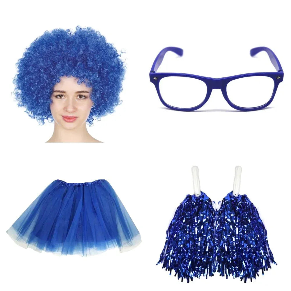 School house carnival colour celebrates kit Wig Glasses Tutus and Pom Poms - Green - Mekamart Australia