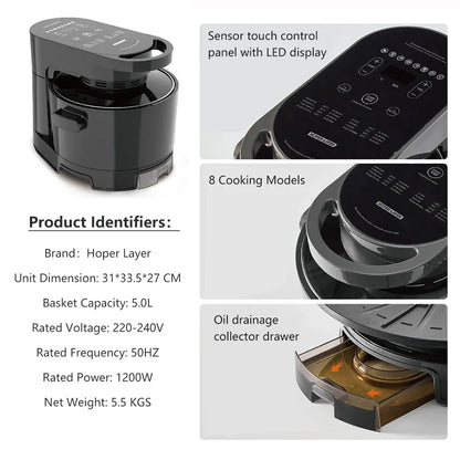 Hoper Layer Multi-functional 2 in 1 air fryer & smokeless BBQ grill KZ-50 - Mekamart Australia