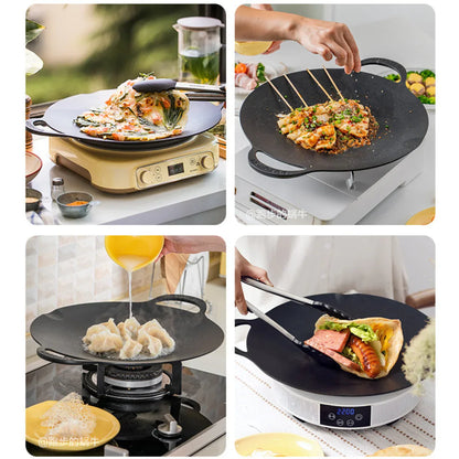 BUYDEEM Grill Pan Nonstick 36cm Round BBQ Griddle Indoor or Outdoor Cooking - Mekamart Australia
