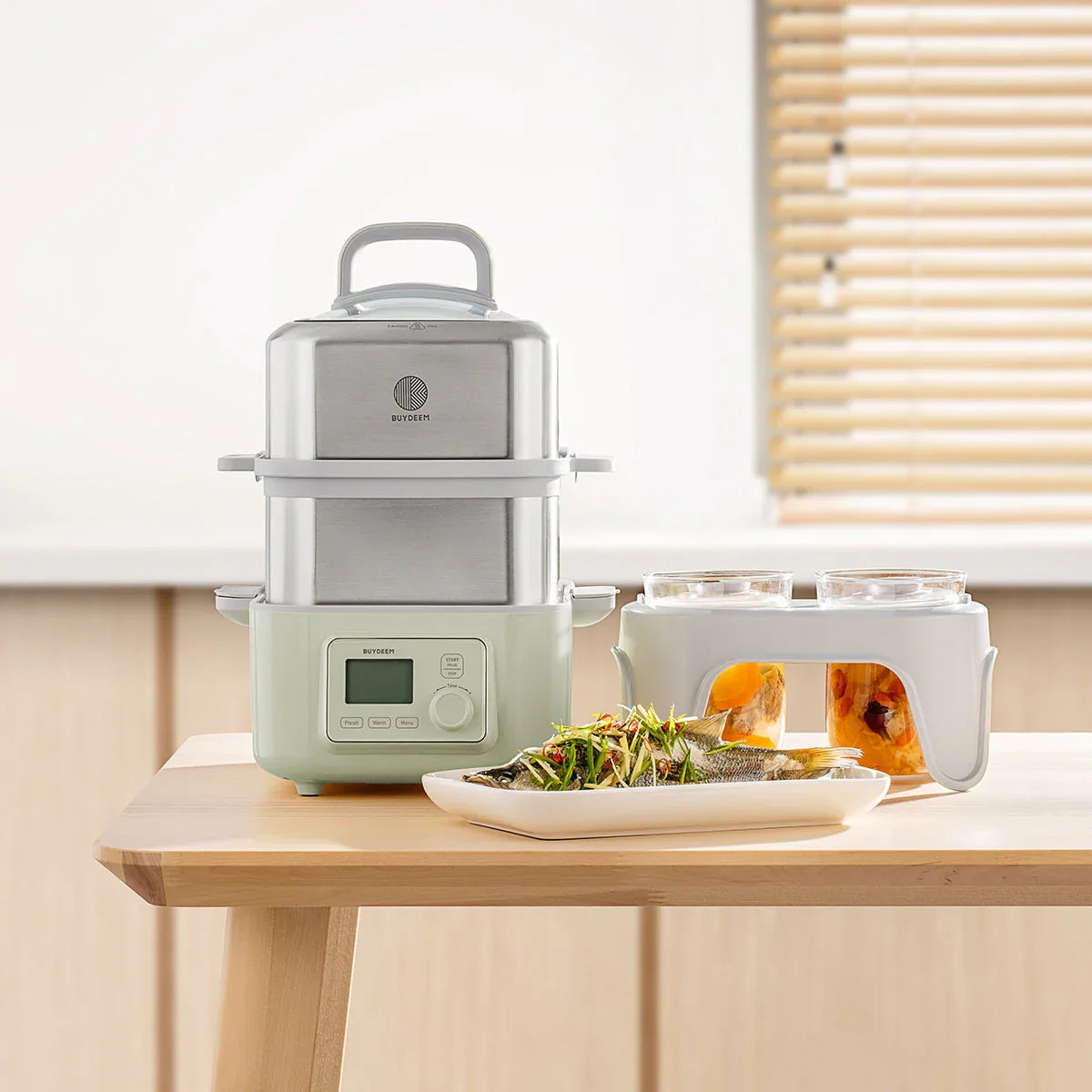 BUYDEEM Double Tier 10L Electric One Touch Digital Multifunctional Food Steamer - Mekamart Australia