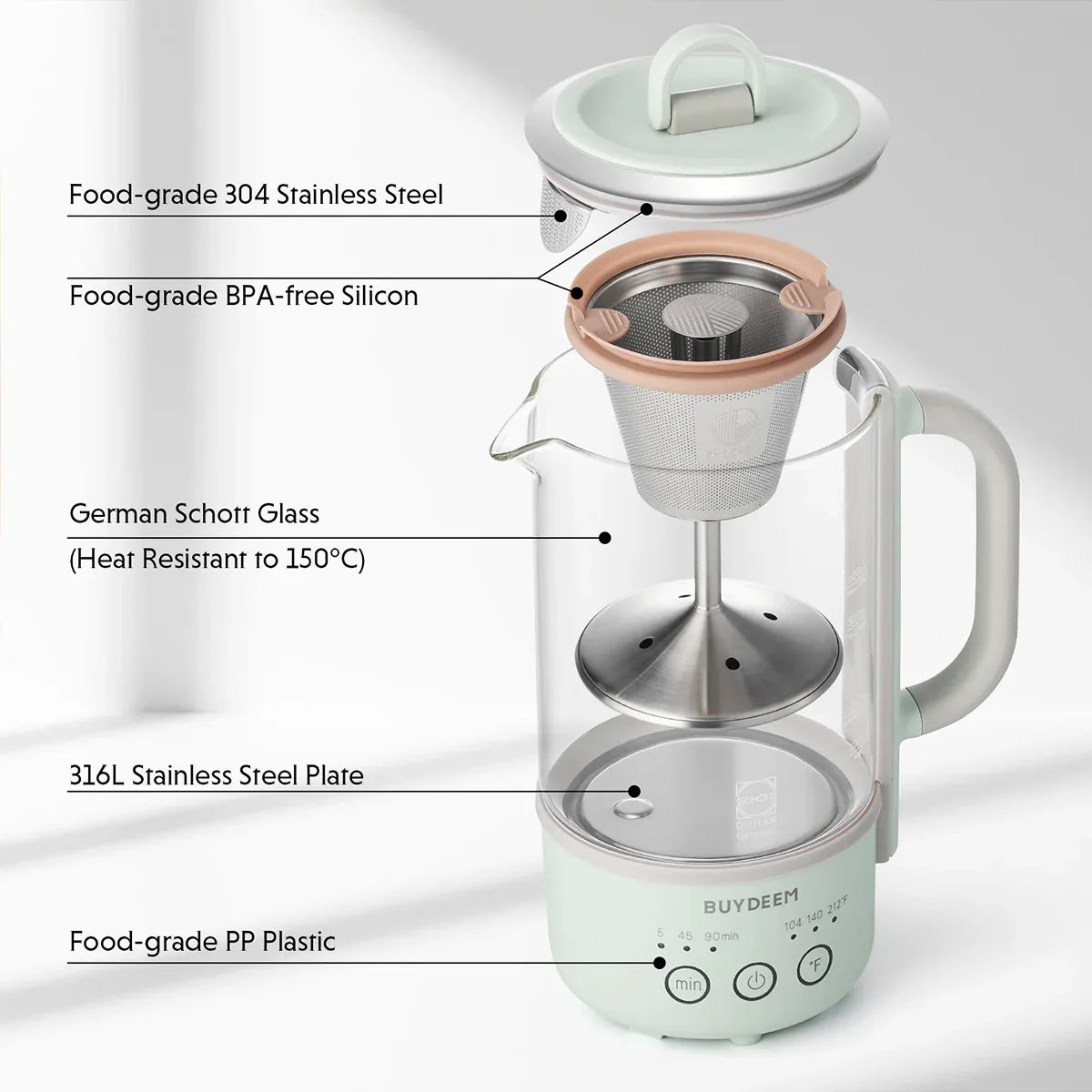 BUYDEEM Mini Multi-function Tea/Coffee Maker K32 600ml - Mekamart Australia