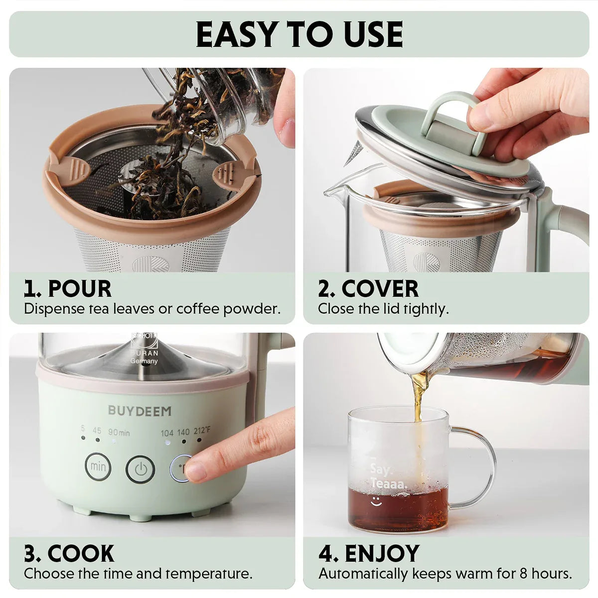 BUYDEEM Mini Multi-function Tea/Coffee Maker K32 600ml - Mekamart Australia