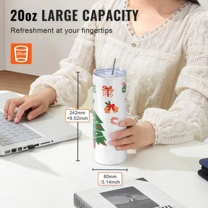 VEVOR Tumbler Heat Press Machine and Sublimation Tumblers, Tumbler Press Set with 8pcs 20OZ Blank Tumblers, Mug Press Cup Press for 11-30oz Tumblers Mug, with Heat Transfer Paper, Gloves, Tape - Mekamart Australia