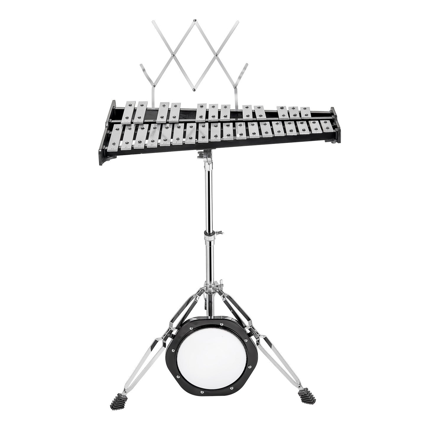 30 Note Glockenspiel Xylophone Bell Kit, Professional Percussion Instrument Set with Mallets, Drum Sticks, Music Stand, 8" Practice Pad, Adjustable Stand and Carrying Bag for Students & Adults