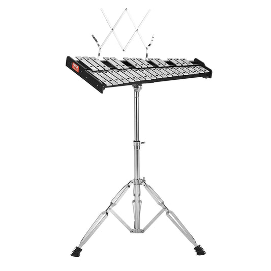 32 Note Glockenspiel Xylophone Bell Kit, Professional Percussion Instrument Set with Mallets, Drum Sticks, Music Stand, Adjustable Stand and Carrying Bag for Students & Adults