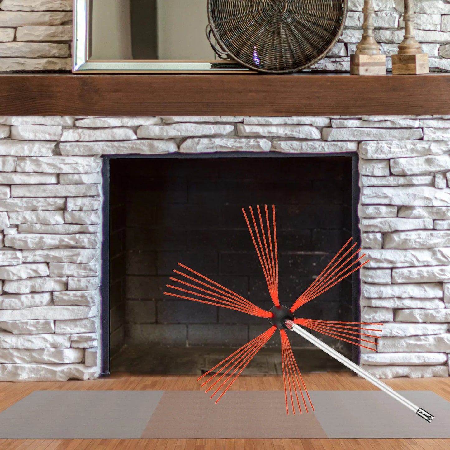 VEVOR Chimney Sweeping Brush Rotary Chimney Brush 315Inch Chimney Brush Rod Kit 8 Rods with Nylon Flexible Rods (8 Rods) - Mekamart Australia