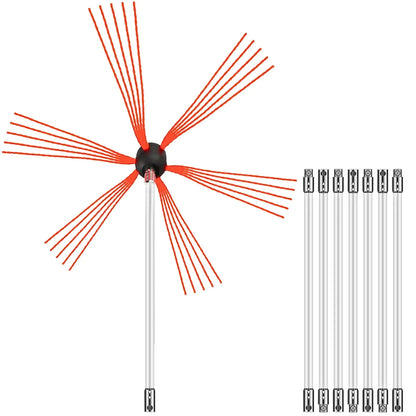 VEVOR Chimney Sweeping Brush Rotary Chimney Brush 315Inch Chimney Brush Rod Kit 8 Rods with Nylon Flexible Rods (8 Rods) - Mekamart Australia