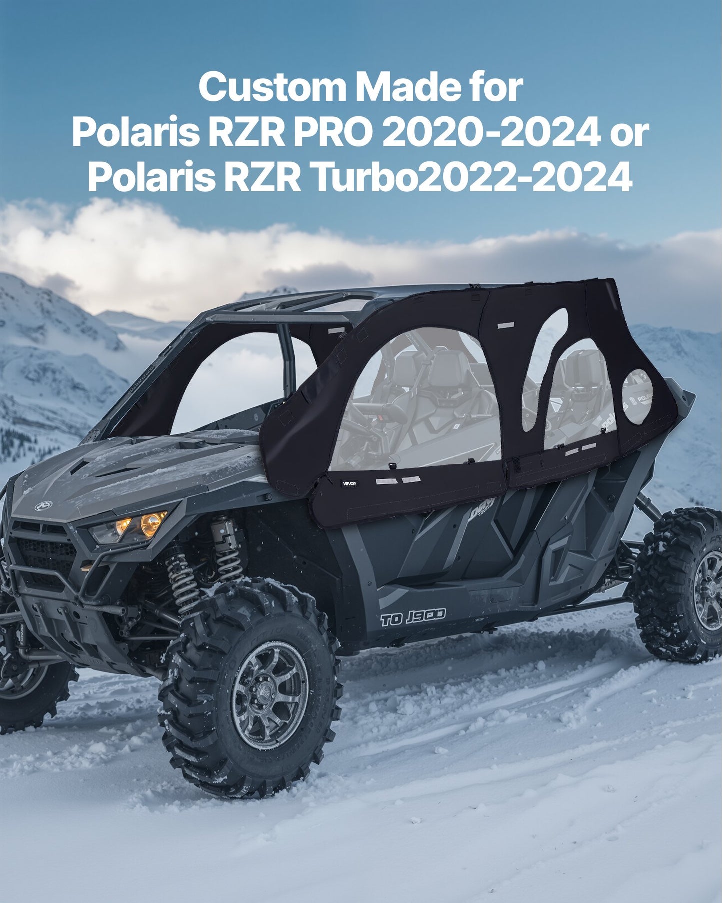 Cab Enclosure Upper Doors, Compatible with Polaris RZR PRO 2020-2024/Polaris RZR Turbo2022-2024, Soft Upper Doors, Upgraded Zipper UTV Soft Side Window Kit, Fit with Side Mirrors and Windshields