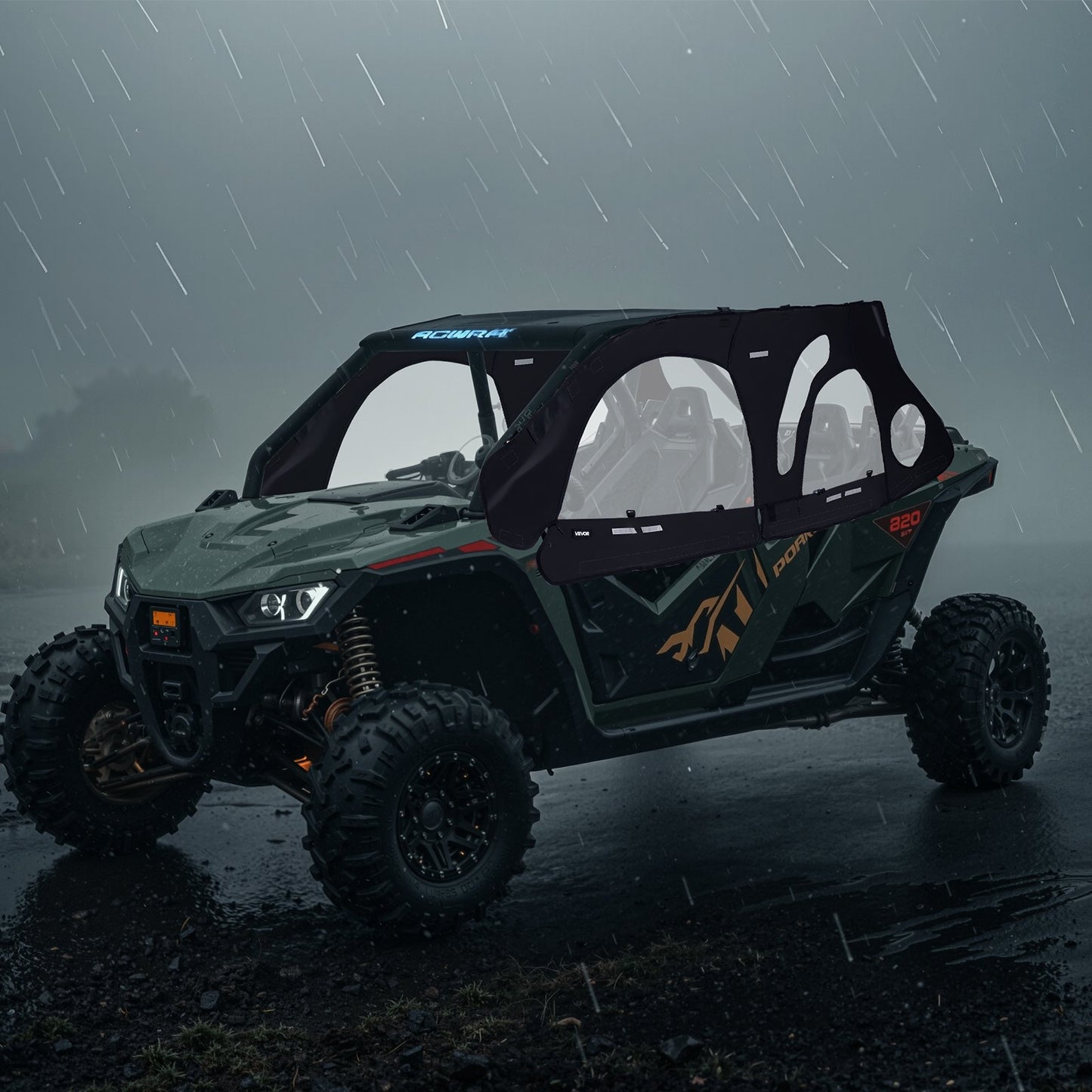 Cab Enclosure Upper Doors, Compatible with Polaris RZR PRO 2020-2024/Polaris RZR Turbo2022-2024, Soft Upper Doors, Upgraded Zipper UTV Soft Side Window Kit, Fit with Side Mirrors and Windshields